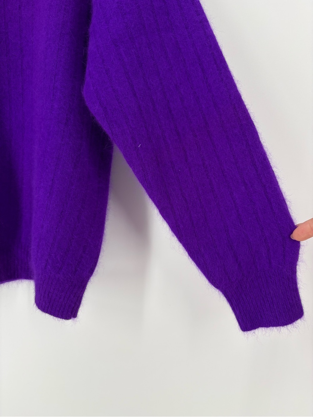VTG Rafaella Grape Purple Angora Rabbit Hair Lambswool Mock Neck Sweater Large - Picture 4 of 15